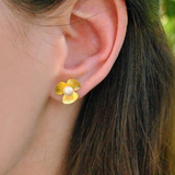 Poinçons d'oreilles or sur argent Rosée Blanche sur Fleur | Felin-Addict