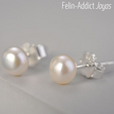 Set bijoux minimalistes poinçons d'oreilles argent avec perle | Felin-Addict
