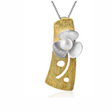 Pendentif minimaliste fleur et perle | Felin-Addict