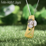 Pendentif minimaliste argent et or fleur et perle | Felin-Addict
