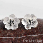 Clous d'Oreilles Fleur de Cristal en Argent Antique | Felin-Addict