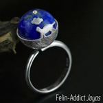 Bague en argent et lapis lazuli chat planete | Felin-Addict