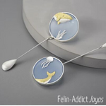ijoux précieux Boucles d'oreilles asymétriques Baleines Bleues | Felin-Addict