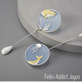ijoux précieux Boucles d'oreilles asymétriques Baleines Bleues | Felin-Addict