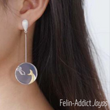 Boucles d'oreilles luxe asymétriques Baleines Bleues | Felin-Addict