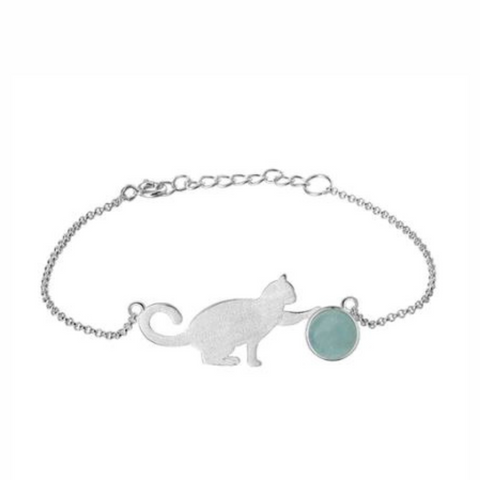 Bracelet Chat aiguemarine | Felin-Addict