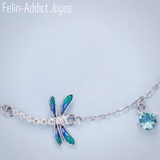 Bracelet  en Argent véritable Libellule Bleue | Felin-Addict