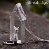 Tout argent Collier chat Home Sweet Home | Felin-Addict
