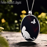 Katze aus Silber auf Medaillon in Agate | Felin-Addict Joyas