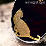 Chat en or sur médaillon en agate et argent | Felin-Addict Joyas