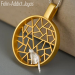 Pendant for necklace with cat in gold and silver | Felin-Addict Joyas