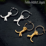 Earrings with cat Acrobatic Cats silver sterling 925 or Gold | Felin-Addict Joyas | 